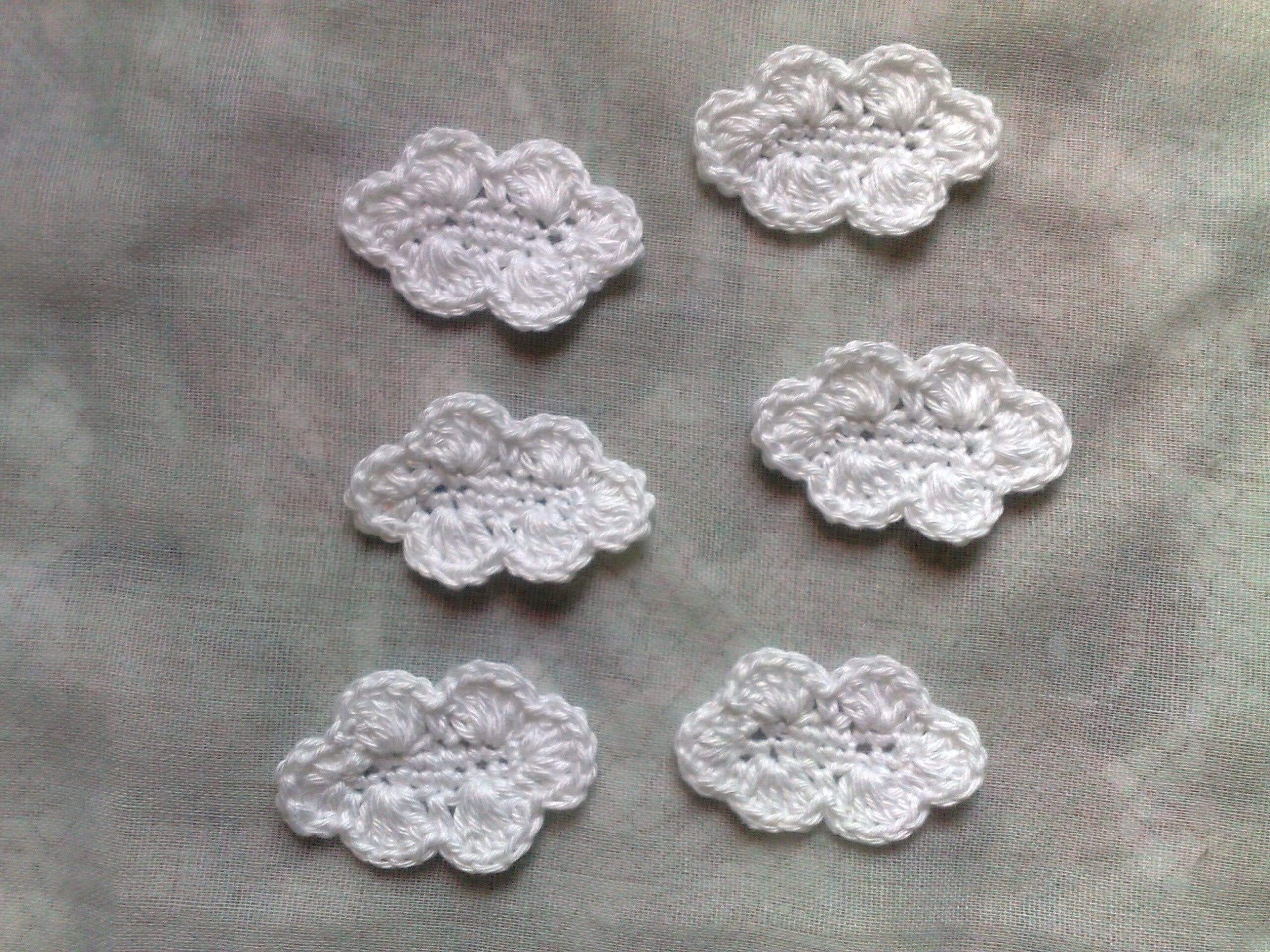 Gehäkelte Wolken - gehäkelte Wolken Aufnäher für Kinderbekleidung – Bild 3