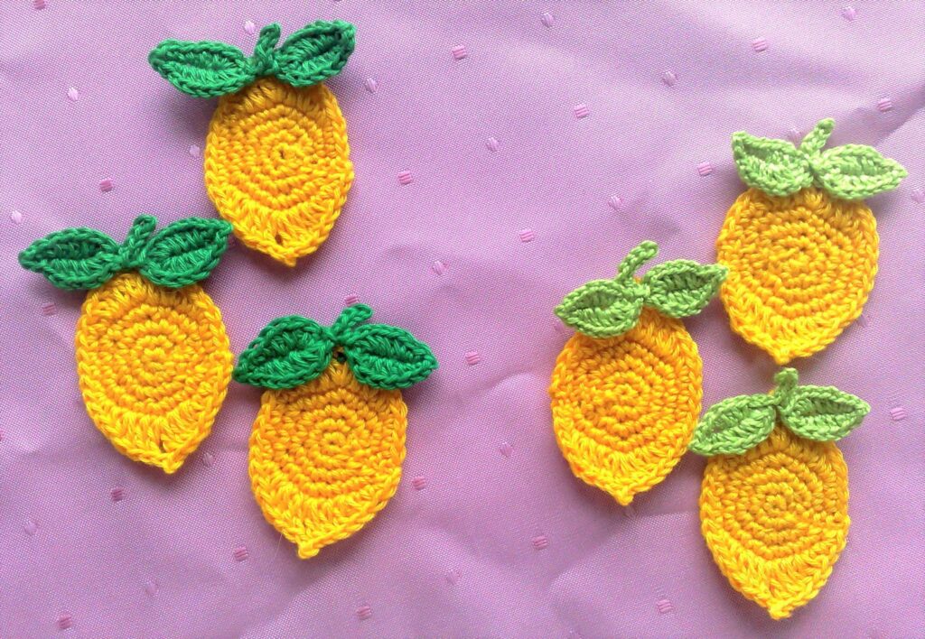Gehäkelte Zitrone - gelbe Zitrone Obst Applikation